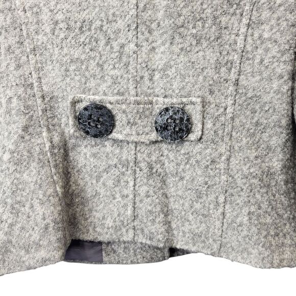Robert Kitchen Gray Wool Blend Cropped Peacoat Jacket - Size 12 - Picture 12 of 13
